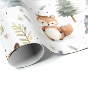 Cute Forest Animals Squirrels in Winter Wrapping Paper