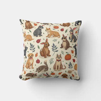 Cute Forest Animals Throw Pillow