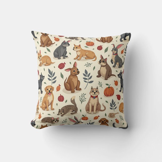 Cute Forest Animals Throw Pillow (Front)