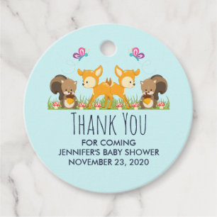 Cute Forest Animals Whimsical Cartoon Baby Shower Favour Tags