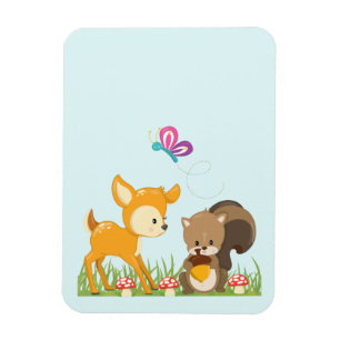 Cute Forest Animals Whimsical Cartoon Magnet