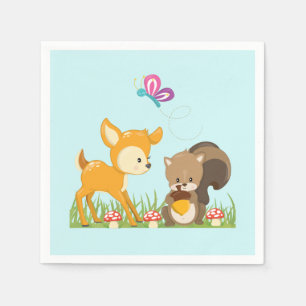 Cute Forest Animals Whimsical Cartoon Napkin