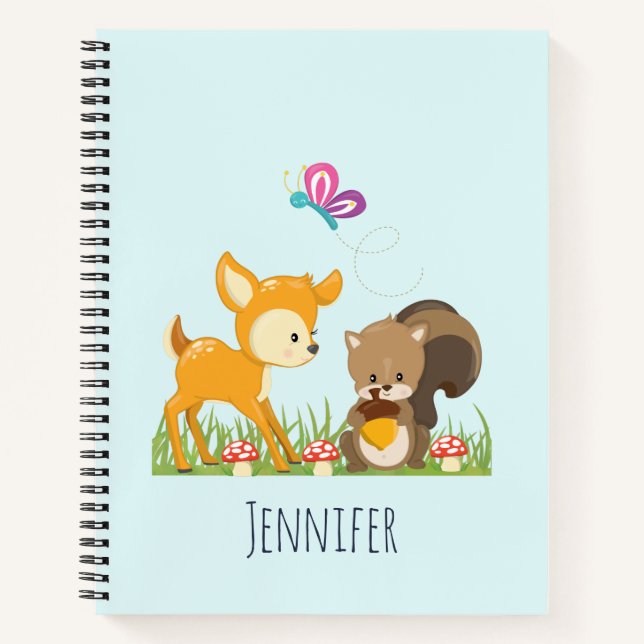 Cute Forest Animals Whimsical Cartoon Notebook (Front)
