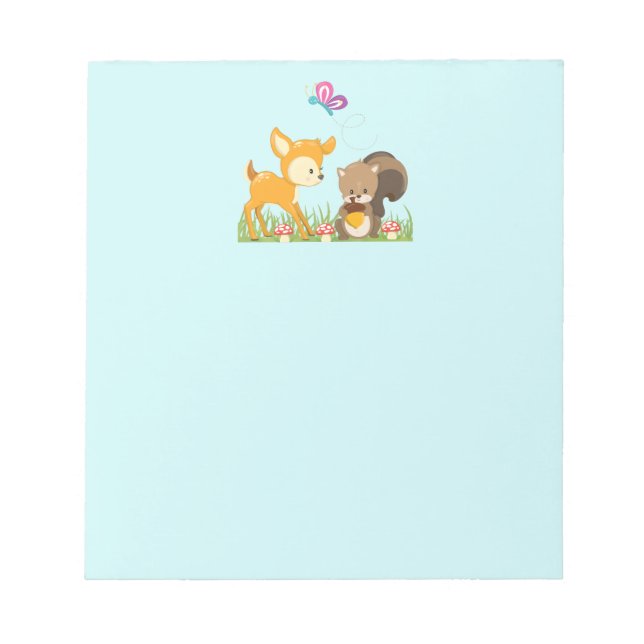 Cute Forest Animals Whimsical Cartoon Notepad (Front)