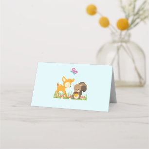 Cute Forest Animals Whimsical Cartoon Place Card