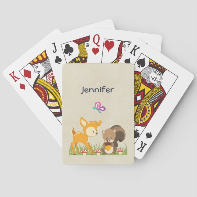 Cute Forest Animals Whimsical Cartoon Playing Cards (Back)
