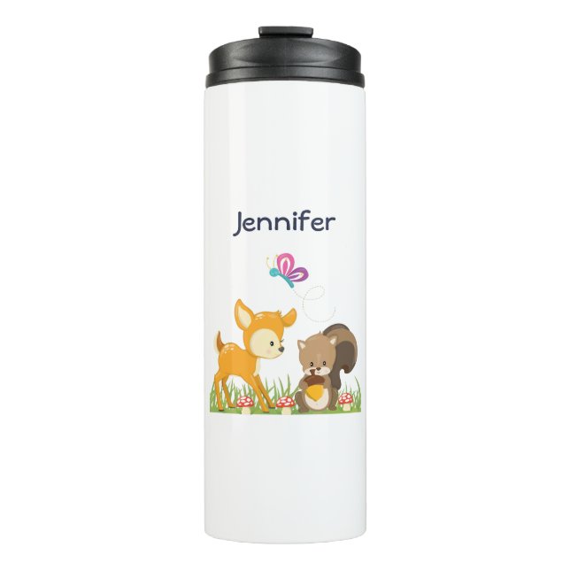 Cute Forest Animals Whimsical Cartoon Thermal Tumbler (Front)