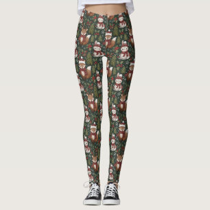 Cute Forest Animals Winter Pattern Leggings