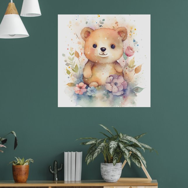 Cute Forest baby bear Pints Nursery Art Poster (Living Room 1)
