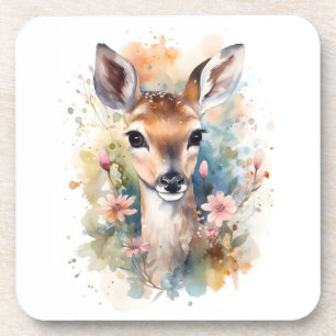 Cute Forest Baby Dear Pints Nursery Art Coaster