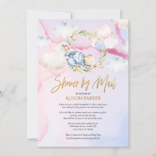 Cute Forest Bear Cloud Sleep   Baby Shower By Mail Invitation