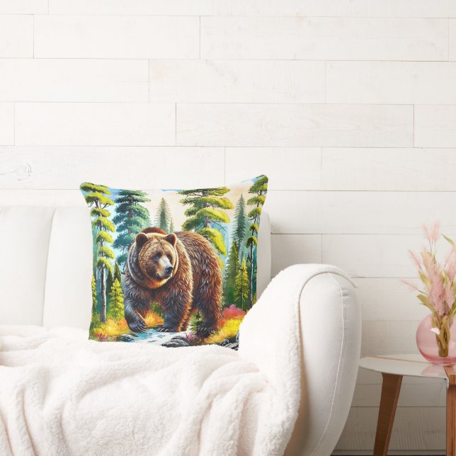 Cute Forest brown bear Cushion (Couch)