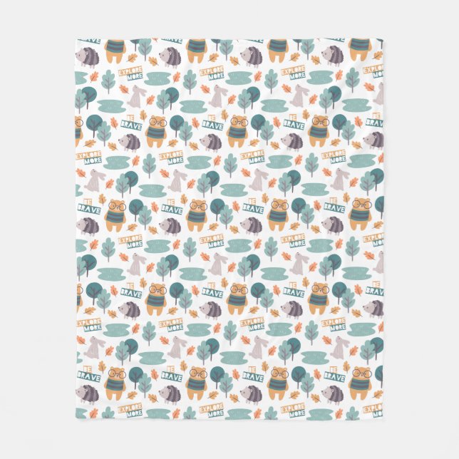 Cute Forest Critters Fleece Blanket (Front)