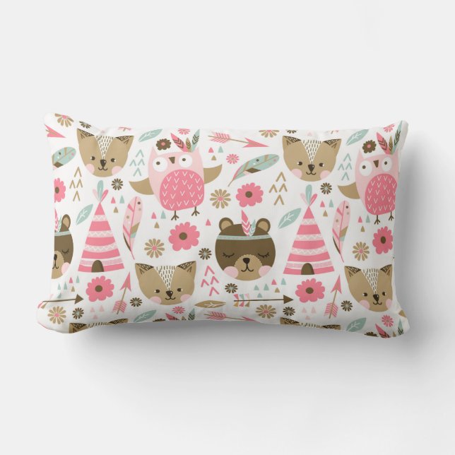 Cute Forest Critters Lumbar Cushion (Front)