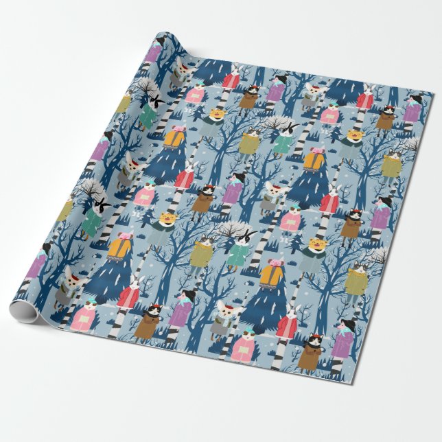 Cute Forest Critters Wrapping Paper (Unrolled)
