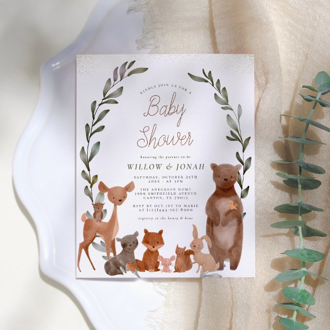 Cute Forest Friends & Greenery Budget Baby Shower (Creator Uploaded)
