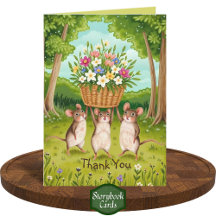 Cute Forest Mice and Wildflowers Basket Thank You