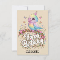 Cute Forest Parrot Digital Birthday