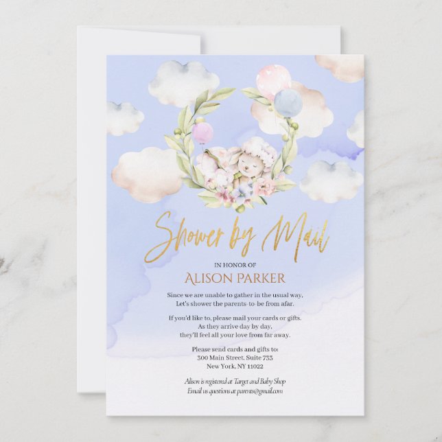 Cute Forest Rabbit Blue Sky | Baby Shower By Mail Invitation (Front)