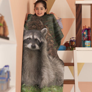 Cute Forest Raccoon Wildlife Photo Fleece Blanket