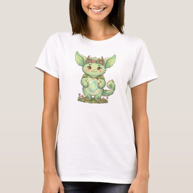Cute Forest Sprite Fantasy Creature Illustration T-Shirt (Front)