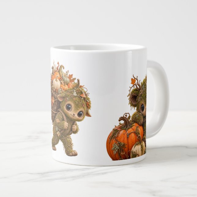 Cute Forest Sprite Pumpkin Mug (Front Right)