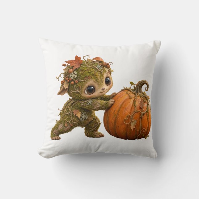 Cute Forest Sprite Pumpkin Pillow (Front)
