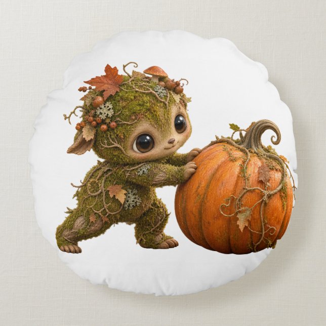 Cute Forest Sprite Pumpkin Pillow (Front)