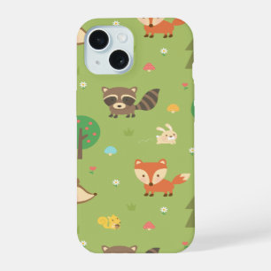 Cute Forest Woodland Animal Pattern iPhone 15 Case