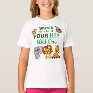 Cute Four Ever Wild Jungle Safari Animal Sister T-Shirt