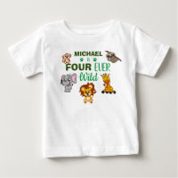 Cute Four Ever Wild Jungle Safari Fourth Birthday