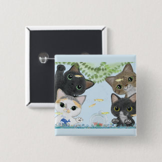 Cute Four Metaka Cats 15 Cm Square Badge