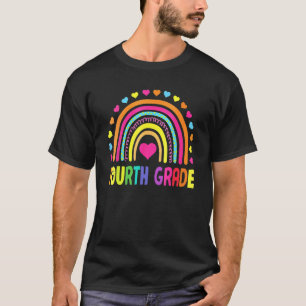 Cute Fourth Grade Rainbow Girls Kids Teacher Team  T-Shirt