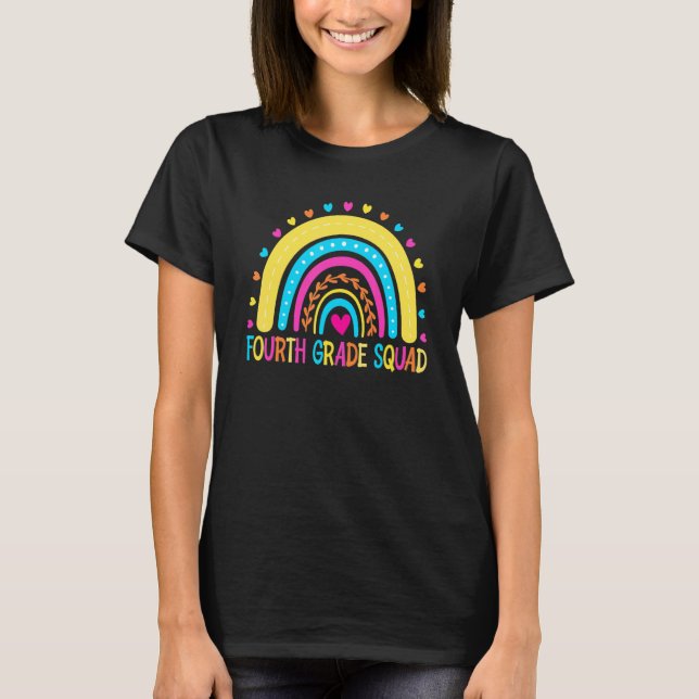Cute Fourth Grade Squad Rainbow Back To School Fir T-Shirt (Front)