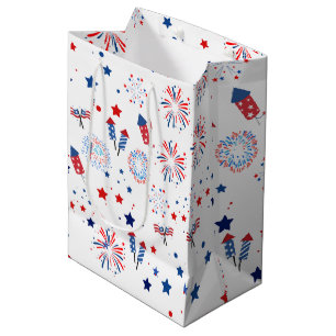 Cute Fourth of July Patriotic Pattern Medium Gift Bag
