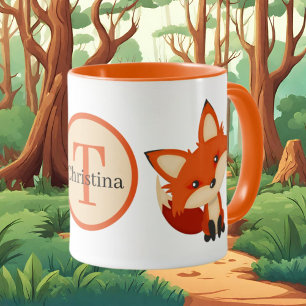 cute fox add monogram mug