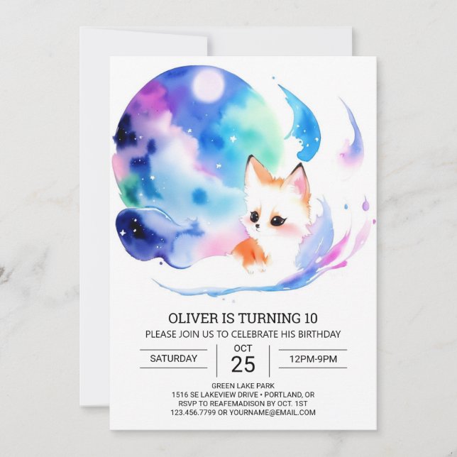 Cute Fox Adventure for Children Birthday Invitation (Front)