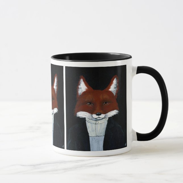 Cute Fox American Gothic spoof his woodland nature Mug (Right)