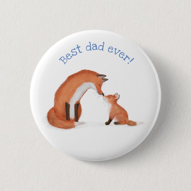 Cute fox and cub 'Best Dad ever' badge (Front)