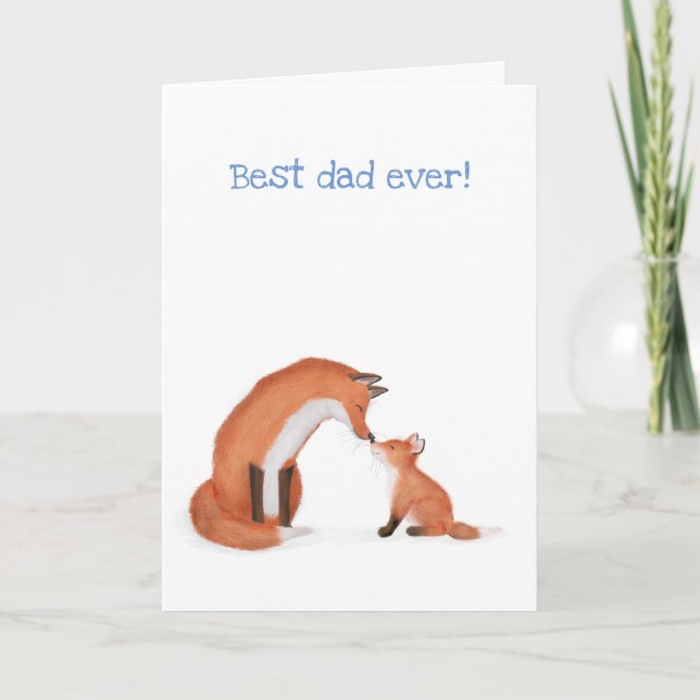Cute fox and cub Father's Day card (Front)