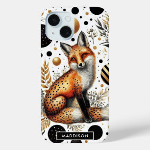 Cute Fox and Dots Seamless iPhone 15 Case