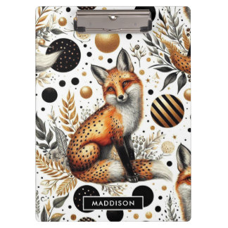 Cute Fox and Dots Seamless Clipboard