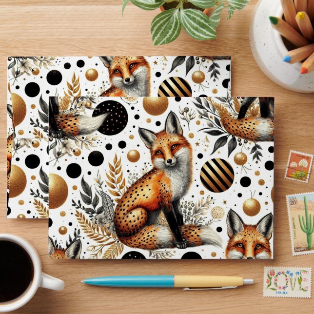 Cute Fox and Dots Seamless Envelope (Desk)