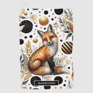 Cute Fox and Dots Seamless Golf Towel