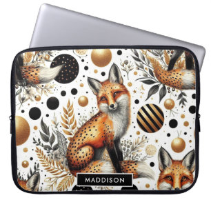 Cute Fox and Dots Seamless Laptop Sleeve