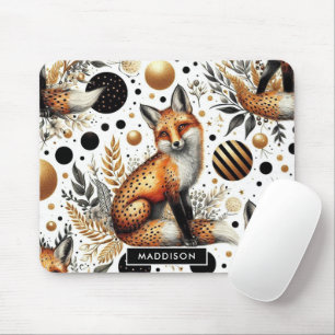 Cute Fox and Dots Seamless Mouse Pad