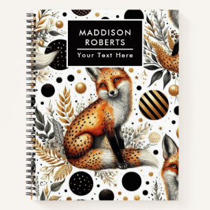 Cute Fox and Dots Seamless Notebook