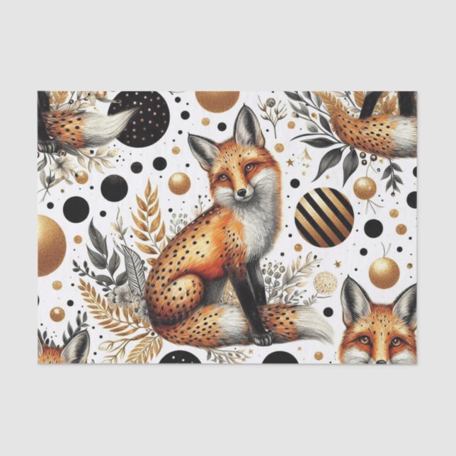 Cute Fox and Dots Seamless Tissue Paper (Front)