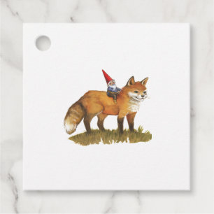 Cute Fox And His Friend Gnome Favour Tags