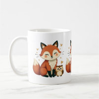Cute Fox and Owl Whimsical Woodland Illustration